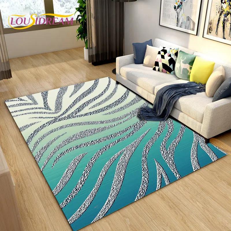 Tapis de Zone Grand Série Couleur 3D Motif Zèbre, Tapis pour Salon Chambre Cuisine Décoration Paillasson, Tapis de Sol Antidérapant