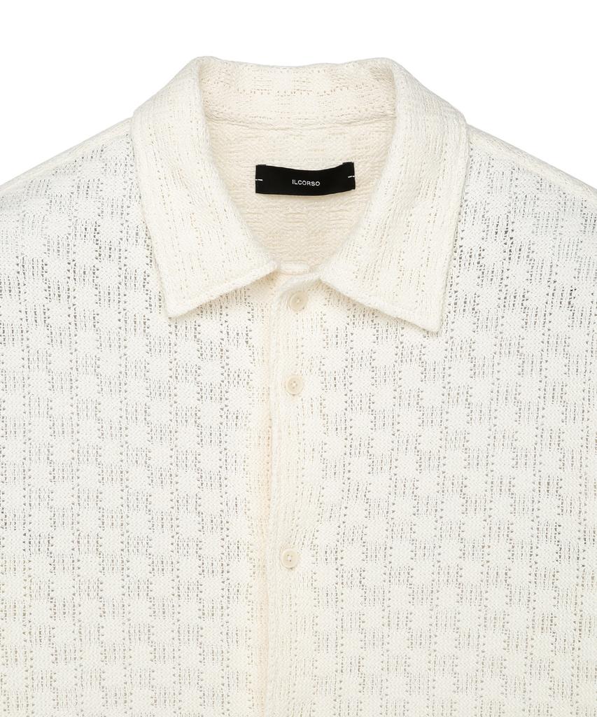 IL CORSO Zephyr Waffle Crochet Short Sleeve Shirt Cream Iesh5E410Cr