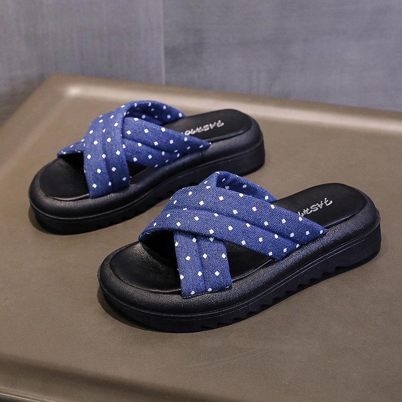 Fashion 2024 Summer New Women's Shoes Fashion Cross Wave Point Comfortable Thick Sole Slippers Shoes for Women Zapatos De Mujer