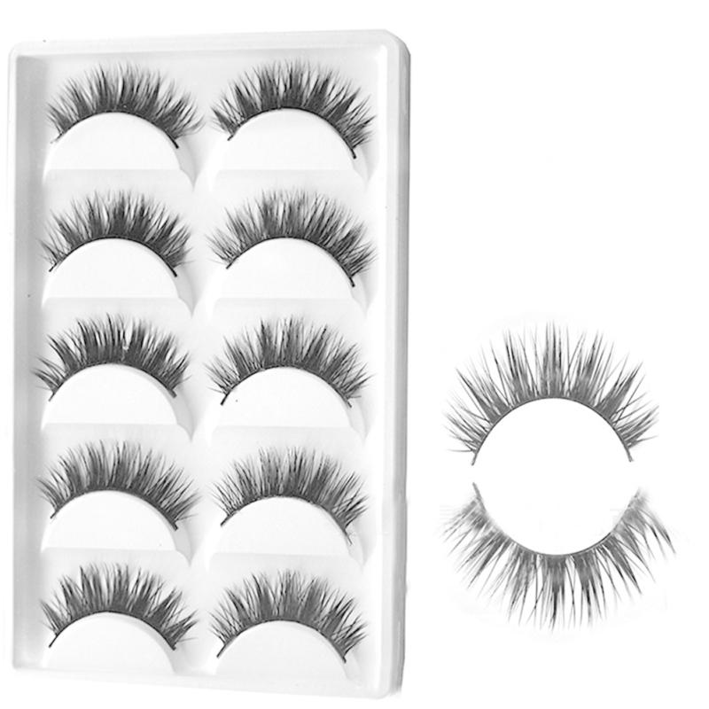 Buy 5 Pairs Natural Eye Lashes Makeup Handmade Thin Fake False ...
