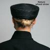 Damen 100% Natürliche Schwarze Weizenstroh Flache Kappe Baretts Damen Französische Handgewebte Strandstrohhut Kirche Derby Pillbox Hut Fedora Hut