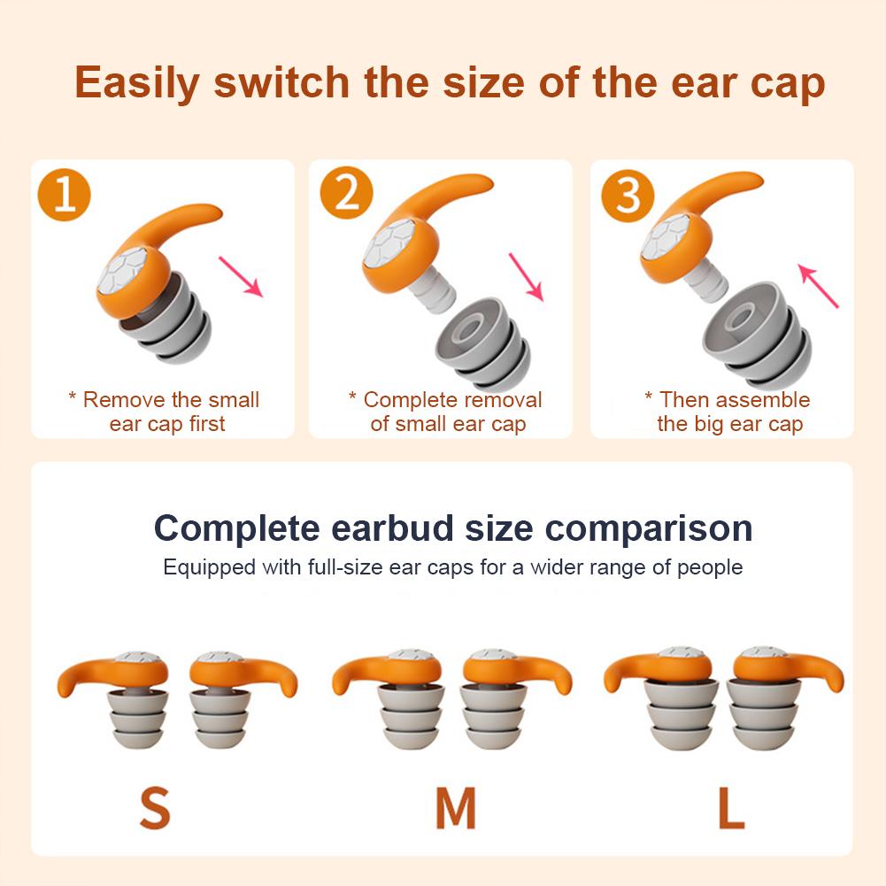 1Pair Silicone Anti-Noise Earplugs Swimming Ear Plugs Sleeping Ear Plugs Waterproof Ear Protector Layer Mute Earplugs