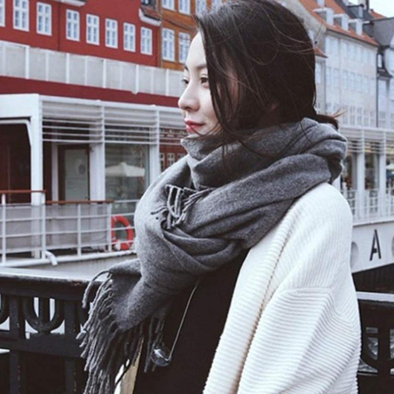 Autumn and winter warm imitation cashmere fringed student new plaid scarf women's winter shawl