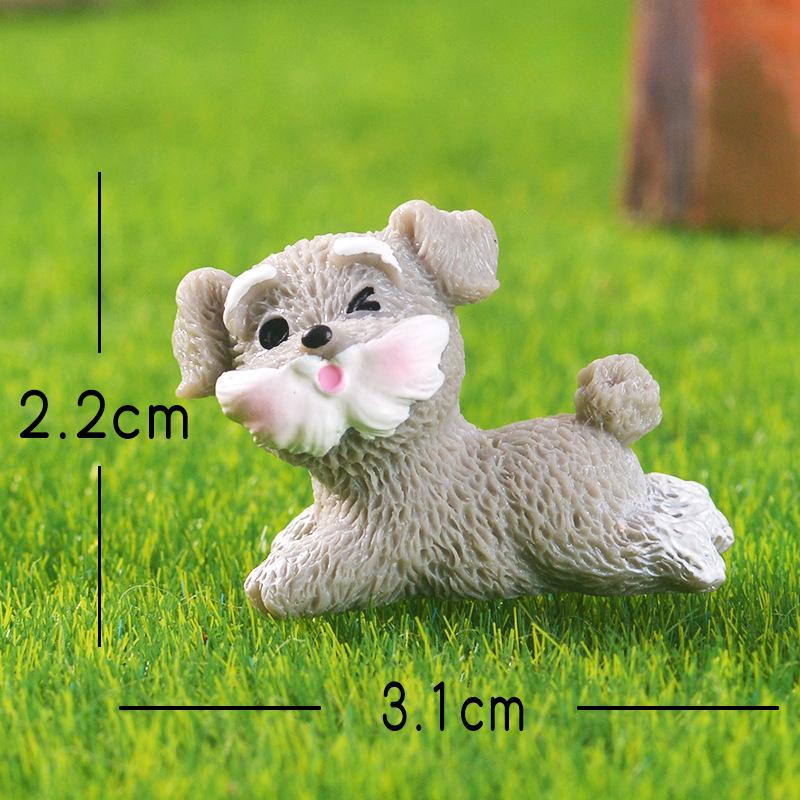 

Милые миниатюрные украшения в горшках с микро-ландшафтом шнауцера и декоративные аксессуары для щенков Lie on the ground