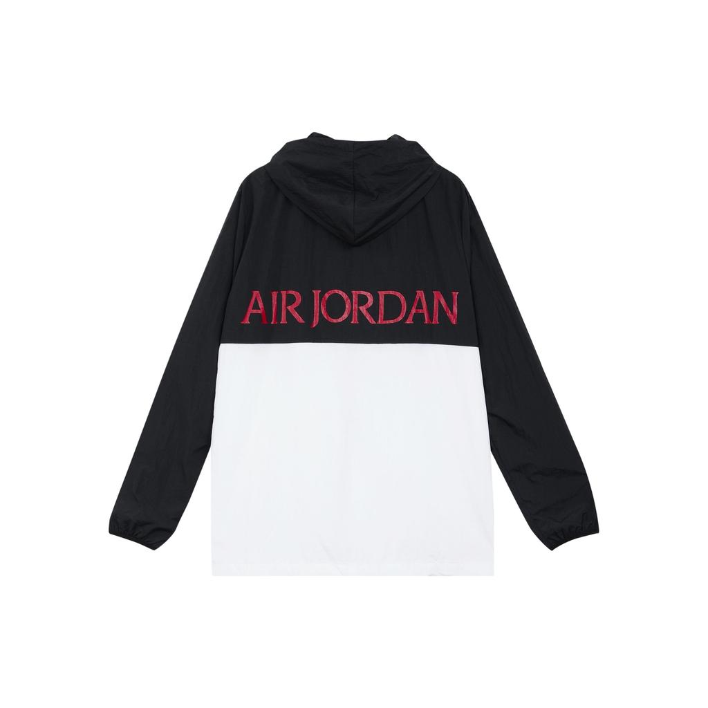 Air Jordan Alphabet Logo Print Colorblock Basketball Hooded Jacket Men Jacket Black White CK2218-010
