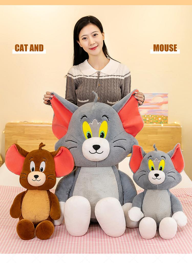 Lovable Cat and Mouse Plush Doll Toy with PP Cotton Filling 0-10cm Height for Ages 14+