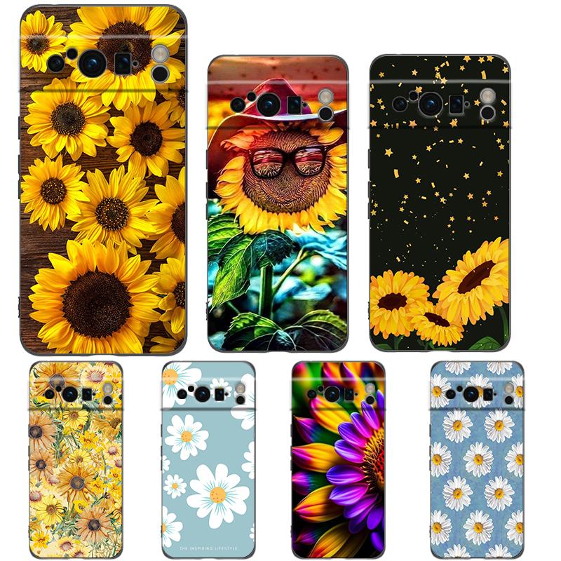 Summer Daisy Sunflower Floral Flower Phone Case for Google Pixel 8 7 6 7A 6A Pro 5G Shockproof Silicone 9 Pro XL 8 Pro 5G Shell