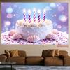 2D Under The Sea Birthday Backdrop, Purple Cake with Candles Photography Banner