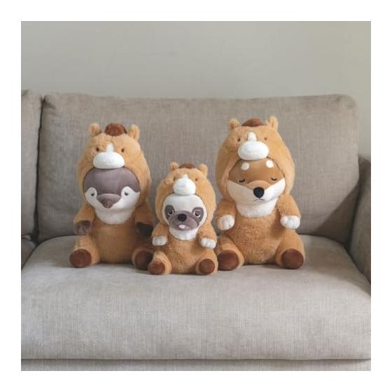 Ribuhaato Hood Sitting Hug Pillow M Premium Nemunemu Animals Otter Curly (Total Length Approx. 31cm) Horse Zodiac Stuffed Toy 37029-33