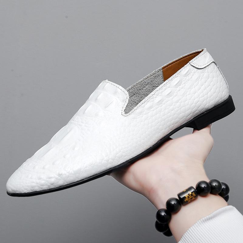 

One-pedal men s shoes cowhide handmade British breathable casual leather shoes men s business beanie leathershoes 36 белый