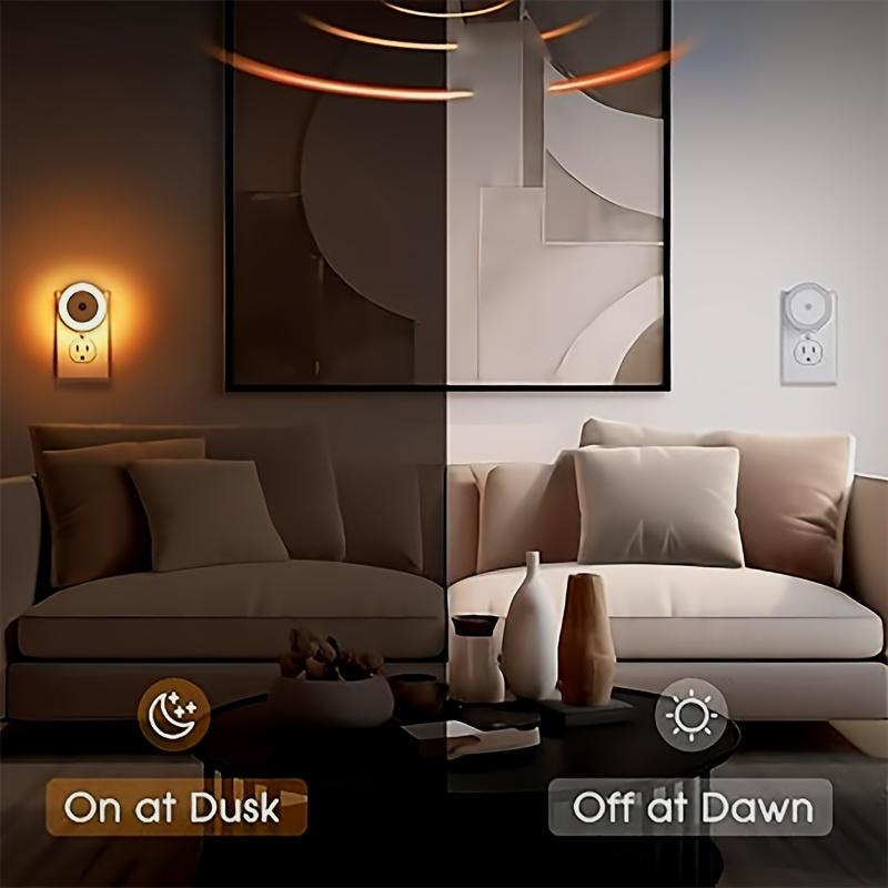 [Smart Night Light] 2pcs Smart Night Light | Plug-in Light-Controlled Sensor with Dusk-to-Dawn Sensor Light Control Switch for Corridors, Bedrooms