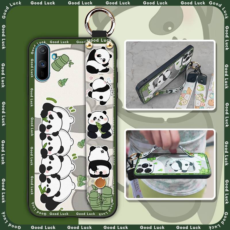 Ring Anti-knock Phone Case For OPPO Realme C3/C3i/Narz N10A Fashion Design Cartoon Dirt-resistant Durable Silicone Panda