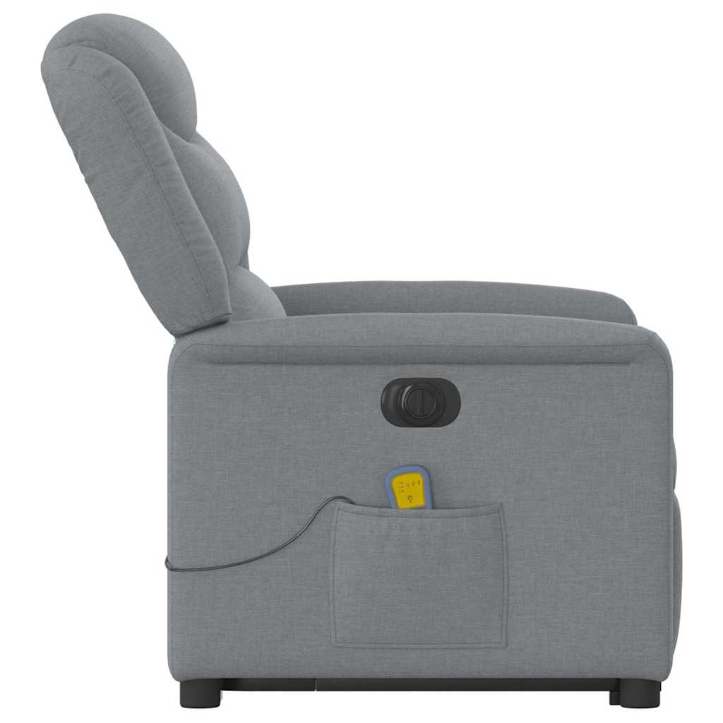 Electric Massage Chair with Rising Function Light Grey Fabric
