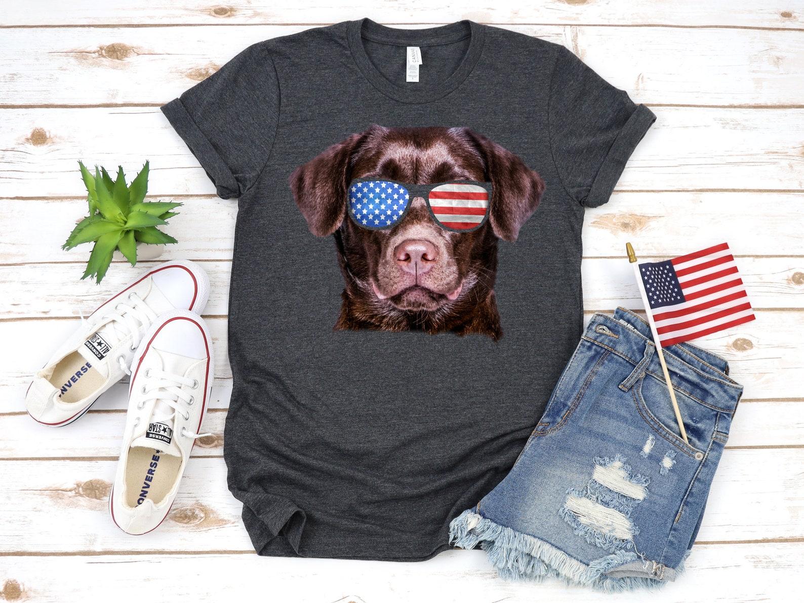 Brown Lab USA Flag T-Shirt, Funny Chocolate Labrador July 4th, American Flag Tank Top, Fourth of July T-shirt, T-shirt,T-shirt, Gift S