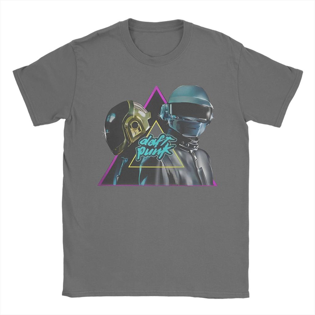 Mens TShirt Daft Punk Electronic Band Leisure 100 Cotton Tees Short Sleeve T Shirts Crewneck Tops Plus Size