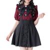 [Yumetembo] Mass-produced Landmine Style Clothing [Dear My Love] Skirt with Ribbon and Suspension, Women's, 534684, All Black, Yumetenbo