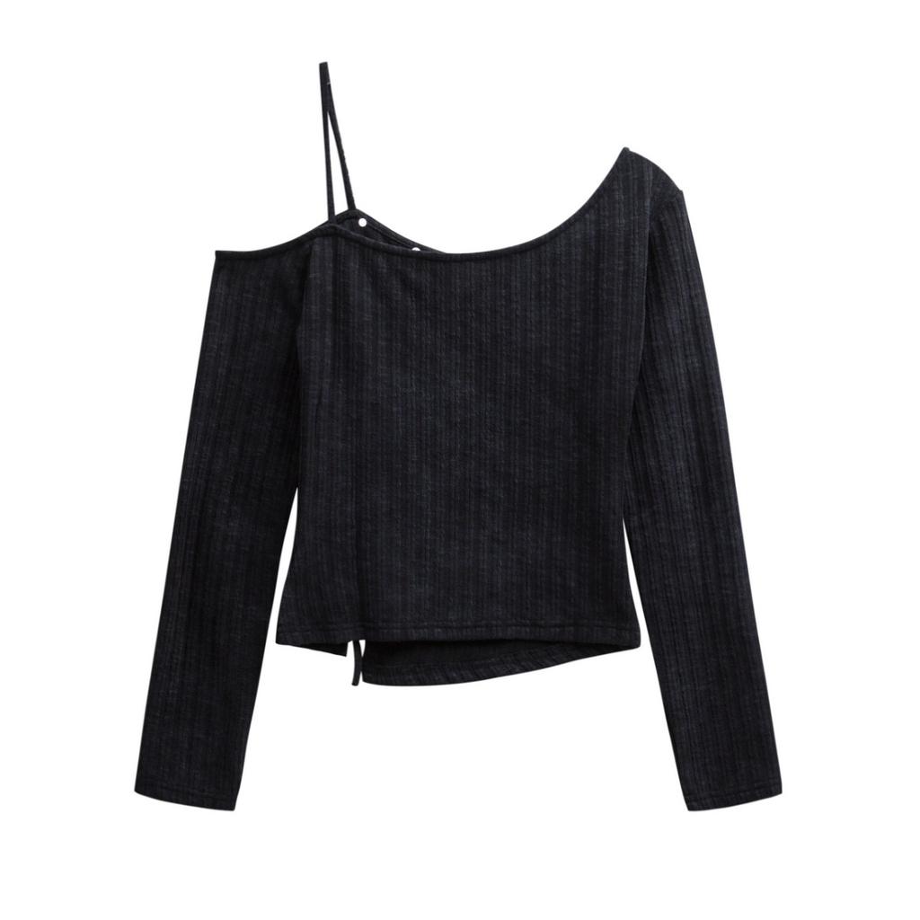 American Retro Y2K Print Off-shoulder Long Sleeve Women's T-shirt