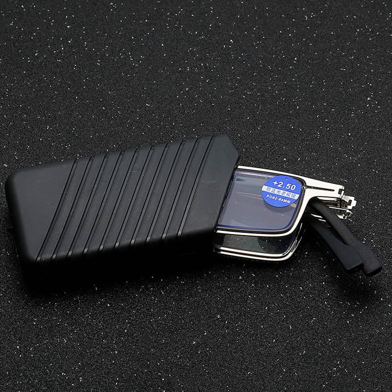 Anti Blue Light Folding Reading Glasses Men Metal Round Square Eyewear Presbyopia Eyeglasses Diopter +1.0 to +4.0 With Box