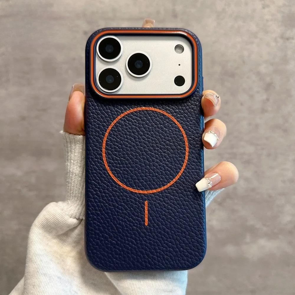 Leather Frosted Texture For Case For For Iphone 17 Air 17E 16 16E 1 14 Plus 13 12 11 Pro Max Magnetic TPU Cover