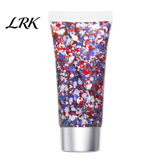 Party Face Glitter Independence Day Body Gel, Patriotic Red White Blue Hair Glitter, Sparkling Waterproof Makeup Sequins for 4th of July, Holiday