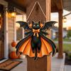 Spooky Party Decorations Black Cat Ghost Door Sign, Halloween Decorative Plaque, Wooden Hanging Plaque Vintage Rustic Decor with Jute Rope,