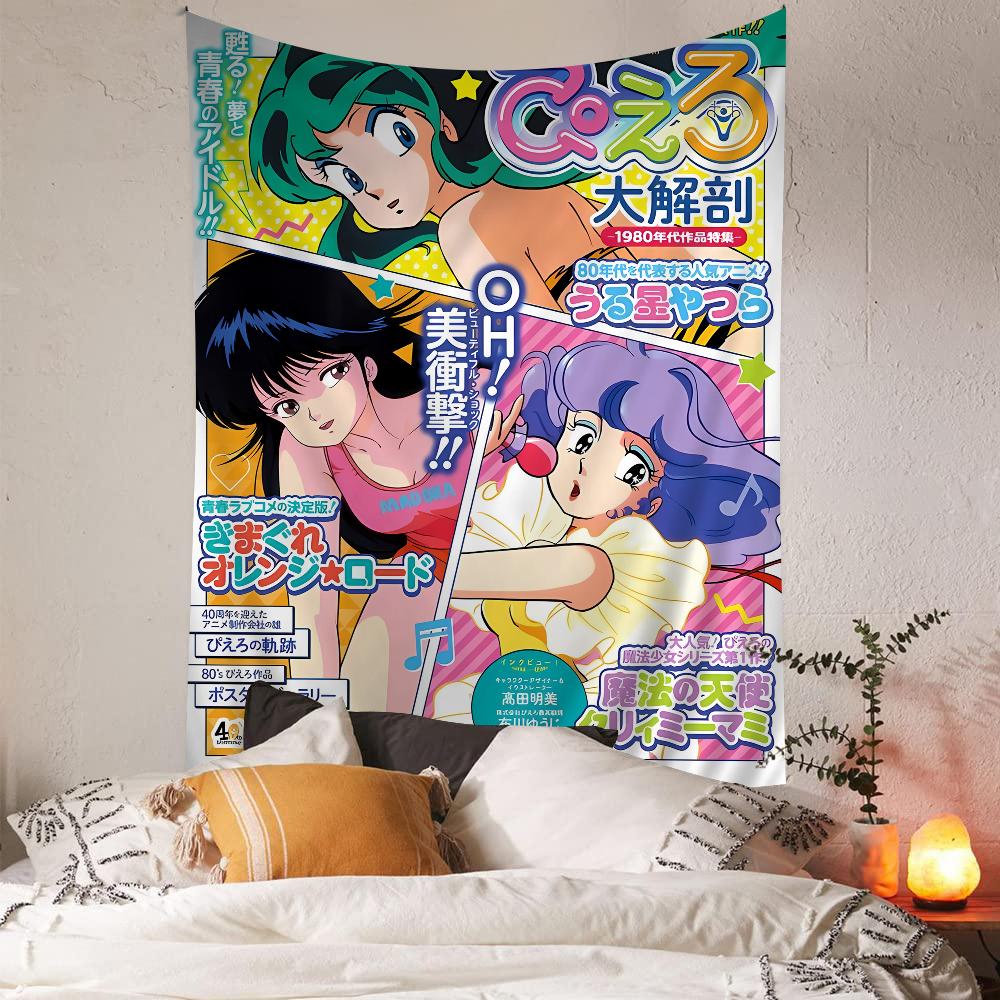 Urusei Yatsura Anime DIY Wall Tapestry Hanging Tarot Hippie Wall Rugs Dorm Home Decor Charm Tapestry Exquisite Workmanship