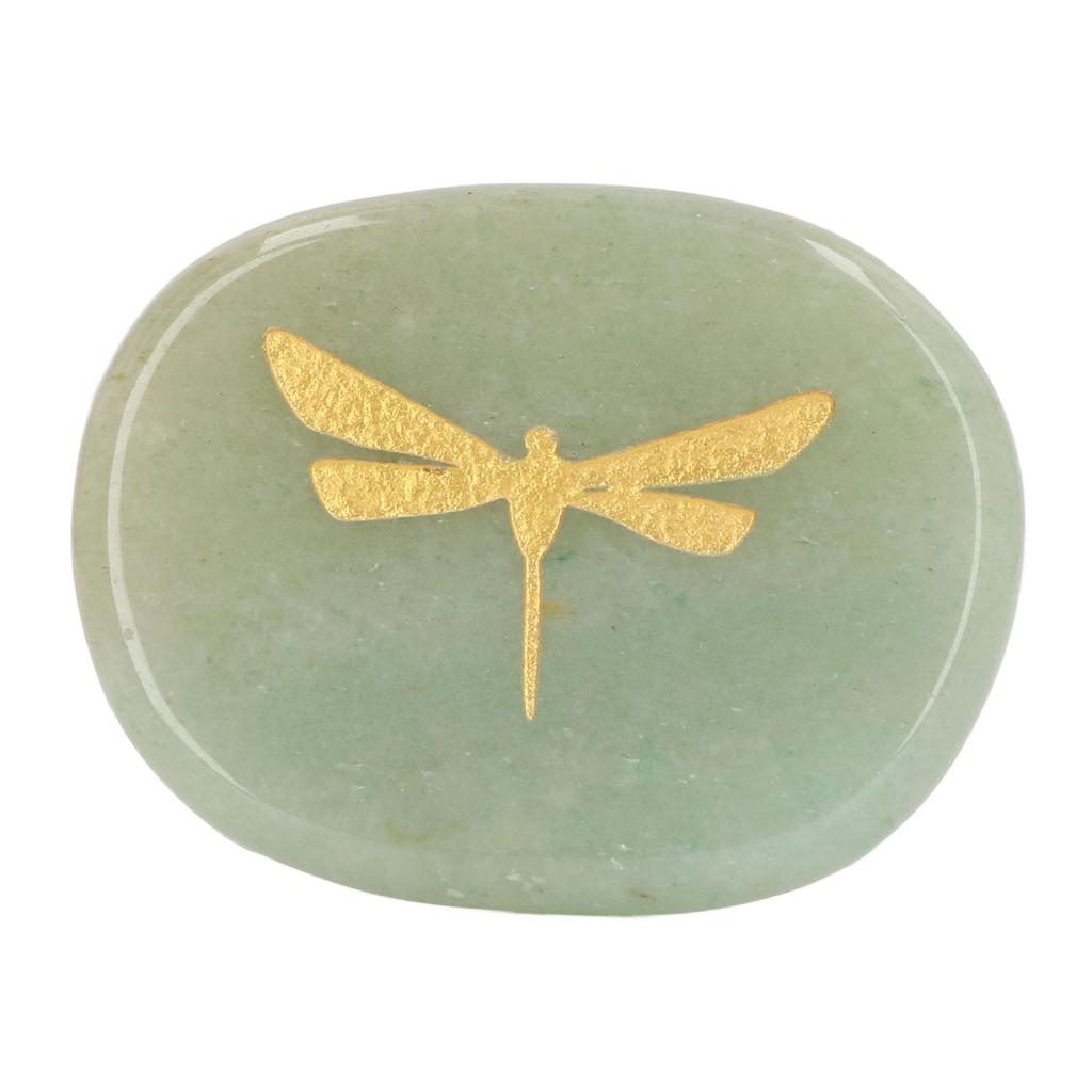 Thumb Worry Stone Nature Crystal Gold Dragonfly Surface Carving Relaxing and Soothing Balance Stone Type 2
