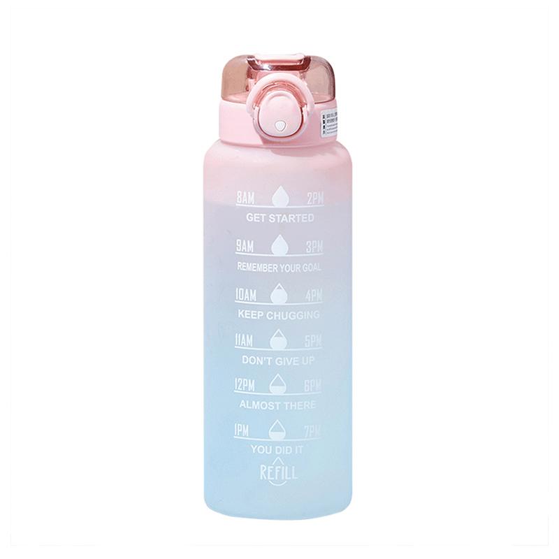1 Liter Motivations-Wasserflasche mit Strohhalm-Mundstück Mit Zeitmarkierung Auslaufsichere Sport-Wasserflasche Für Fitnessstudio Camping Tour