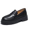 Scarpe da Donna Nuovi Mocassini da Donna in Vera Pelle Versatili Stile College Casual Scarpette Bianche da Donna Scarpe con Zeppa Alte 4.5