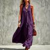 Spot TK new European and American loose v-neck sleeveless solid color dress