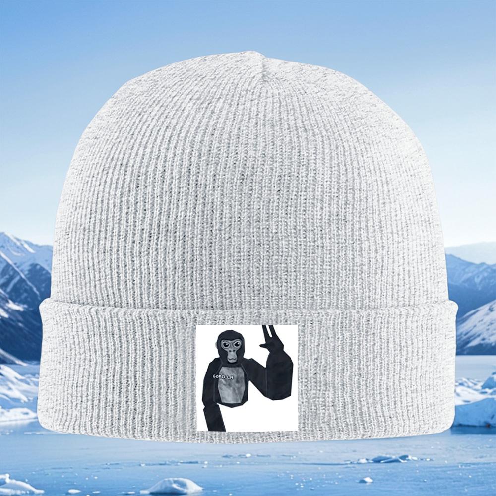 Monkeys Face Showing Peace Sign Men Women Unisex Knitted Hat Beanie Pullover Cap Winter Thermal Warm Christmas Outdoor Cycling