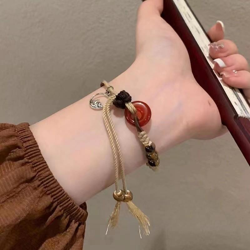 Ping Stylish Amber An Knot Bracelet For Women Spring 2024 New Chinese Wind Ethnic