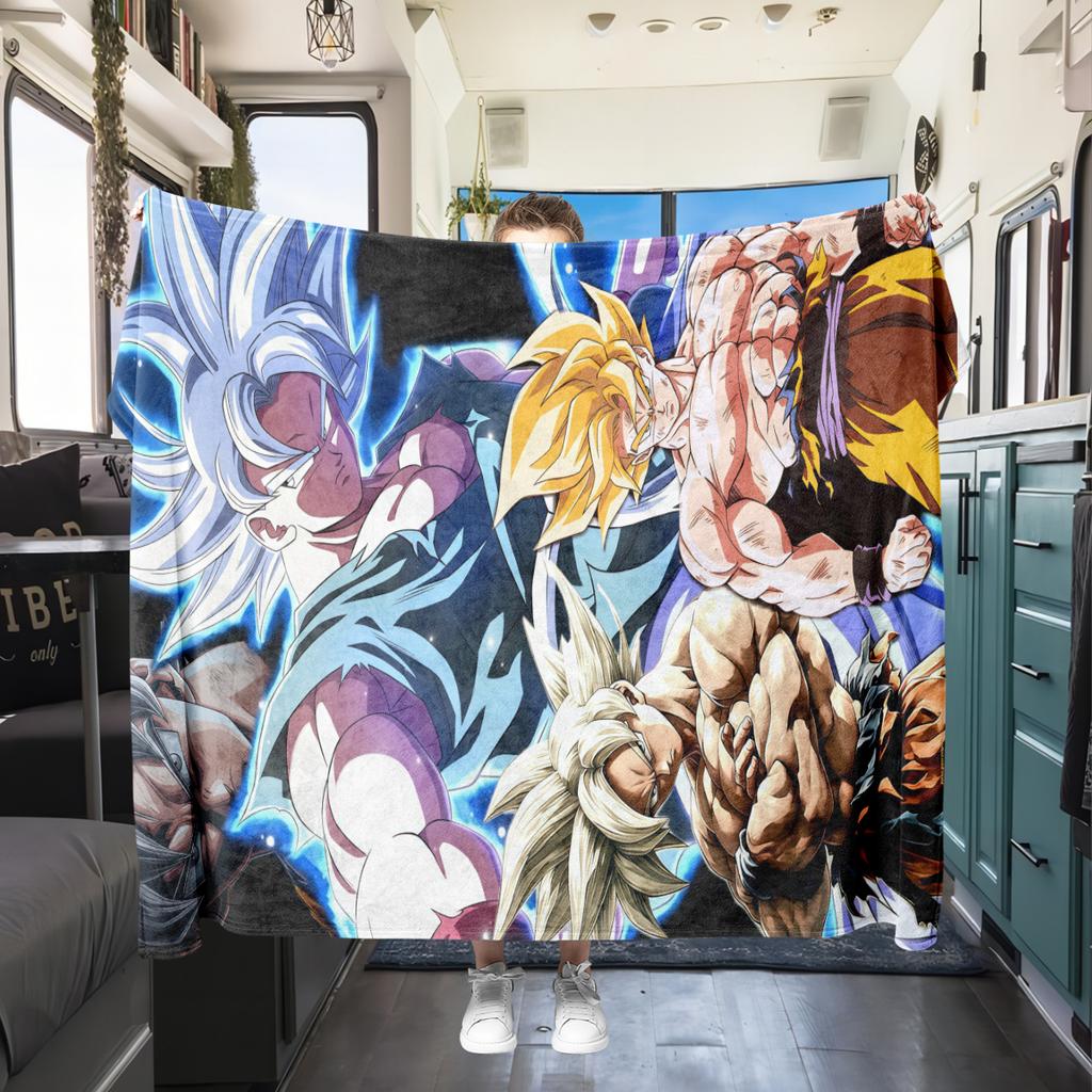 1PC Dragon Ball Z  Print Flannel Blanket, High quality All Seasons, Home Decor, Warmth and Comfort, Perfect for Christmas Gifts