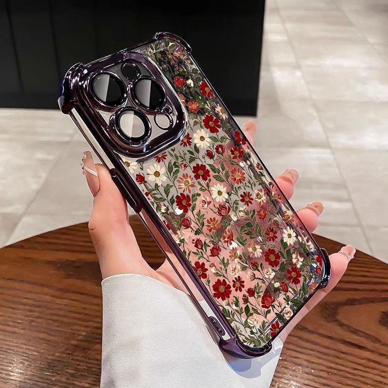 Phone Case For Xiaomi Note 15 14 13 Pro Plus 5G 12 11 11S 4G Redmi 15C 15 14C 12C 10C Plating Cute Clear Daisy Shockproof Cover