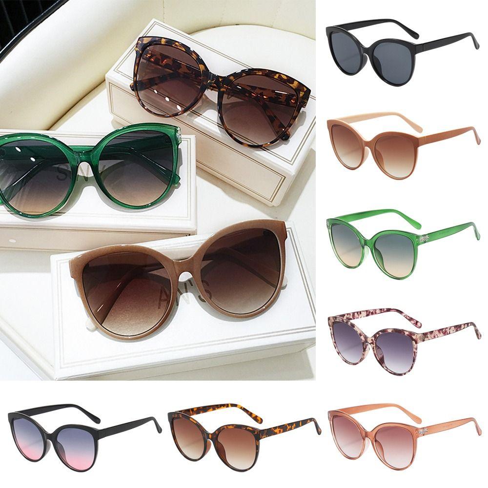 Summer Fashion Cat Eye Large Frame Sunglasses Retro Women UV400 Protection Shades Eyewear Casual Driving Glasses