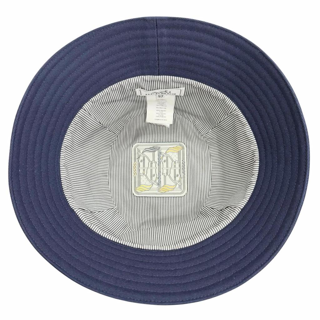 Excellent HERMES Hat EDEN Serie Parts Bucket Hat Navy Cotton Women 57 Used