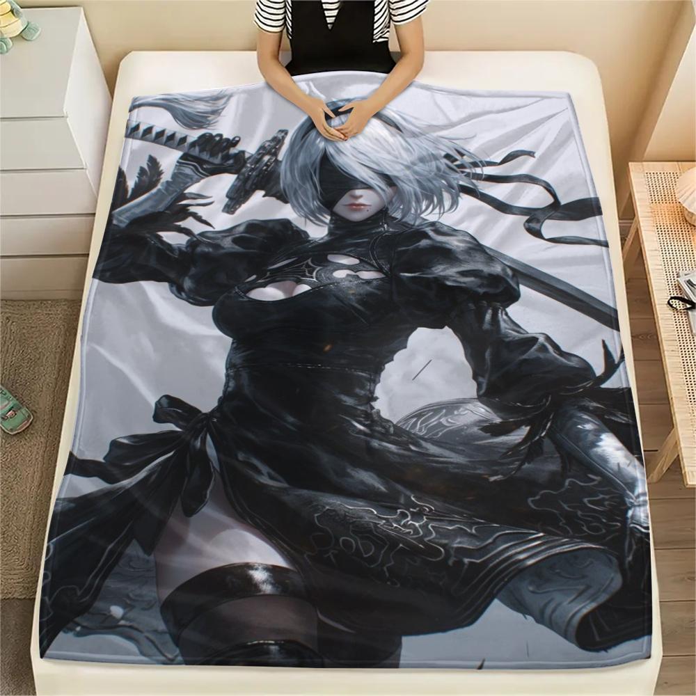 

1Pc NieR Automata Print Flannel Blanket, High quality Comfortable for All Seasons, Home Decor, Warmth and Comfort, Perfect for Christmas Gifts 80cm x 120cm