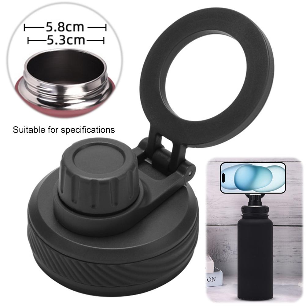 Double Vacuum Insulated Bottle Lid with Cellphone Magnetic Stand Sports Water Bottle Lid Vacuum Drinking Bottle Lid for MagSafe