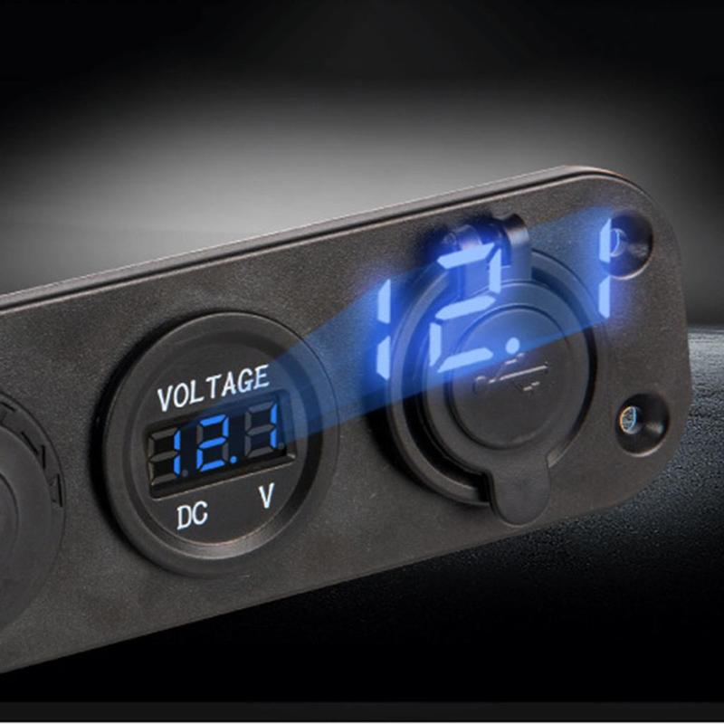 Marine Kippschalter-Panel mit Dual-USB-Ladegerät, wasserdichtem Voltmeter und Steckdose für 12V Auto, Boot