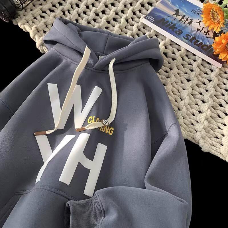 Mens Hooded Fleece Lined Oversized Graphic Sweatshirt Casual Loose Fit Winter Pullover Students