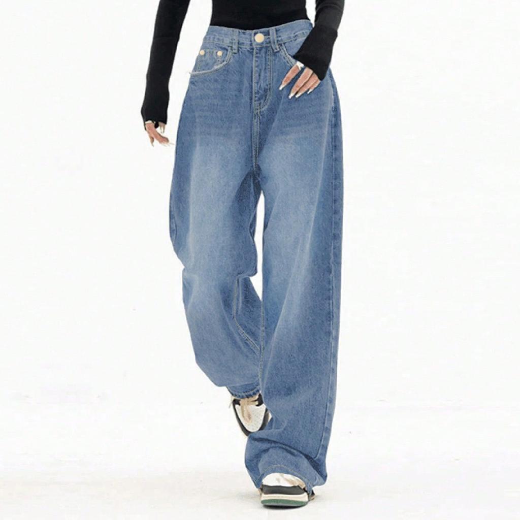 Fashion Women's Straight Casual Jeans Fashion Wide Leg Jeans