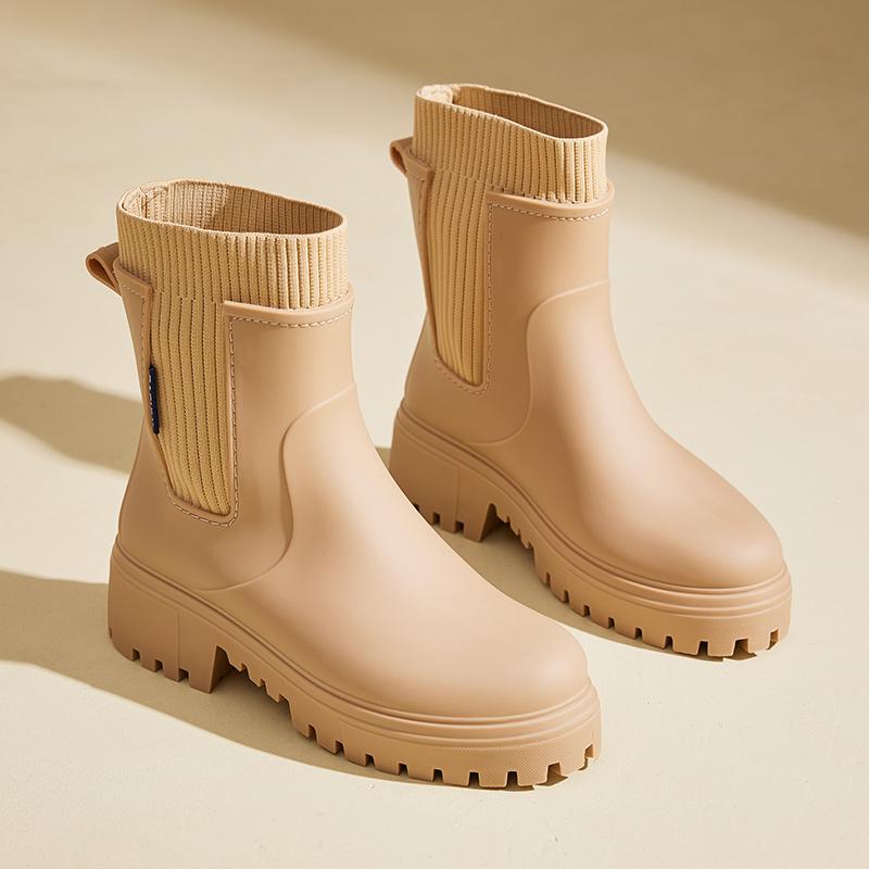 

Женская дождевая обувь: Мягкие галоши, Стиль, Износостойкая резиновая обувь, Низкие, На толстой подошве, Стильные для ношения на улице, Короткие 36 коричневый