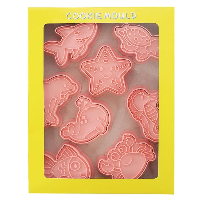 16Pcs Cute Marine Animal Cookie Cutters Set Cartoon Pressable Biscuits Mold
