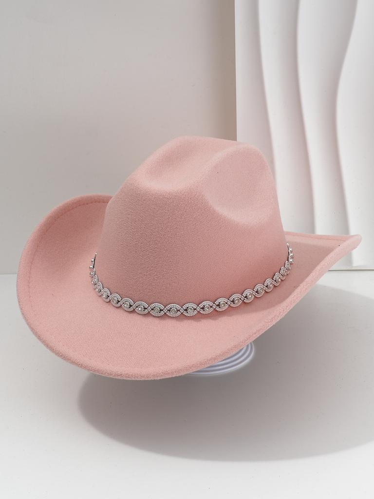 Men's and women's light luxury top hats Western style cowboy hats Unique eye point diamond belt Birthday party party hat