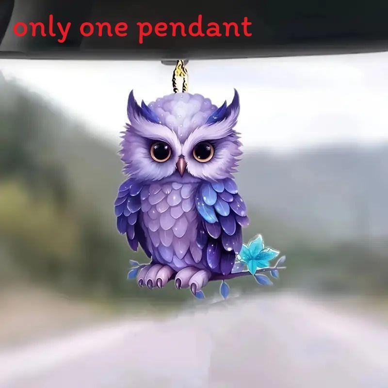 

Acrylic Flat Surface Owl Car Interior Mirror Hanging Pendant For Auto Decor Style 1