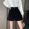 Corduroy Shorts for Women Autumn Winter Vintage Style Clothing Solid Wide-leg Shorts Casual Elastic Waist A-line Pants