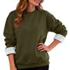 Damen Casual Fashion Rundhals Pullover Top Winter Einfarbig Plüsch Sweatshirt