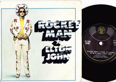 7inch Record ELTON JOHN - Rocket Man (I Think It's Going To B DJX501 DJM RECORDS 1972 UK Rock Used