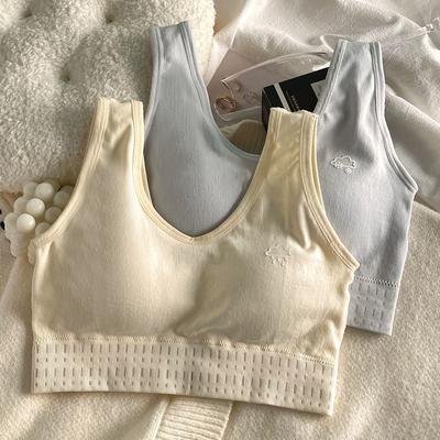 Underwear Women Without Steel Ring Integrated Fixed Cup Pure Desire Style Student Breathable Sports Bra Vest