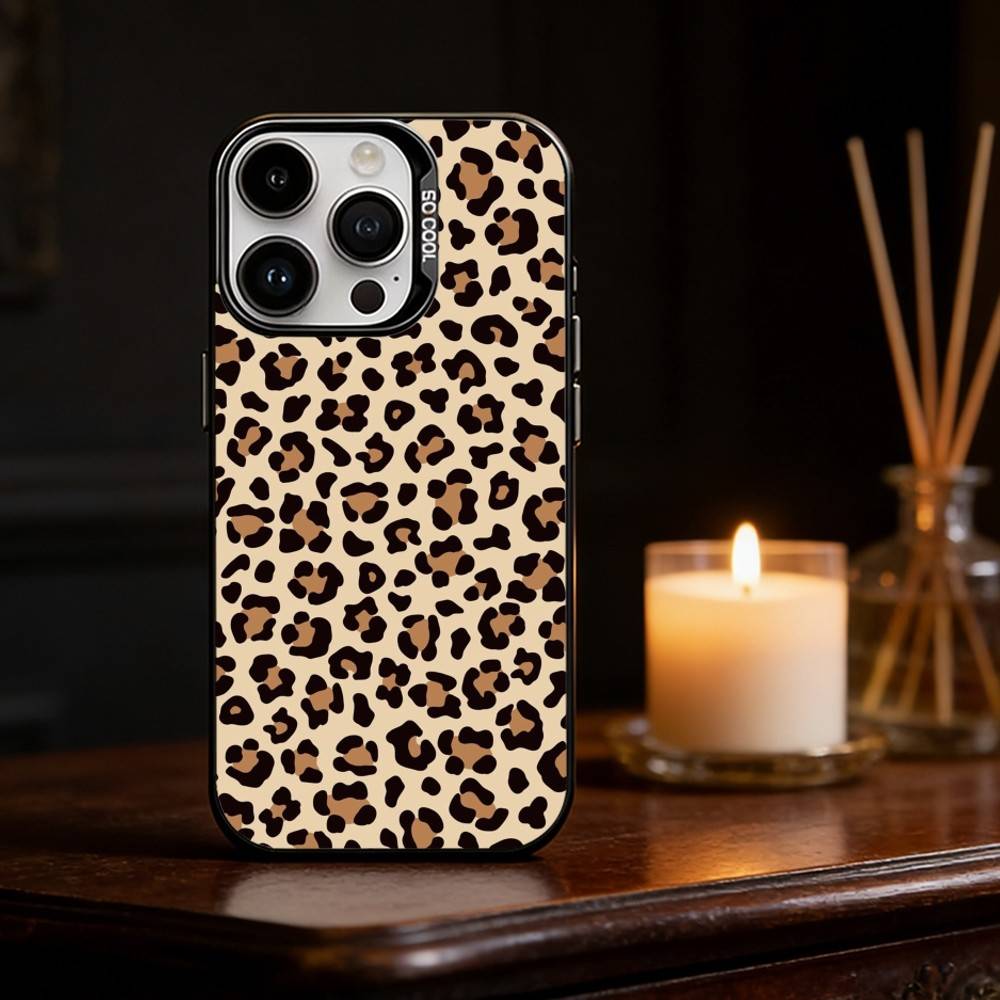 Leopard Print Tiger Skin Phone Case For iPhone 17,16,15,14,13,12,11,Pro Max,Plus Candy Silver Cover